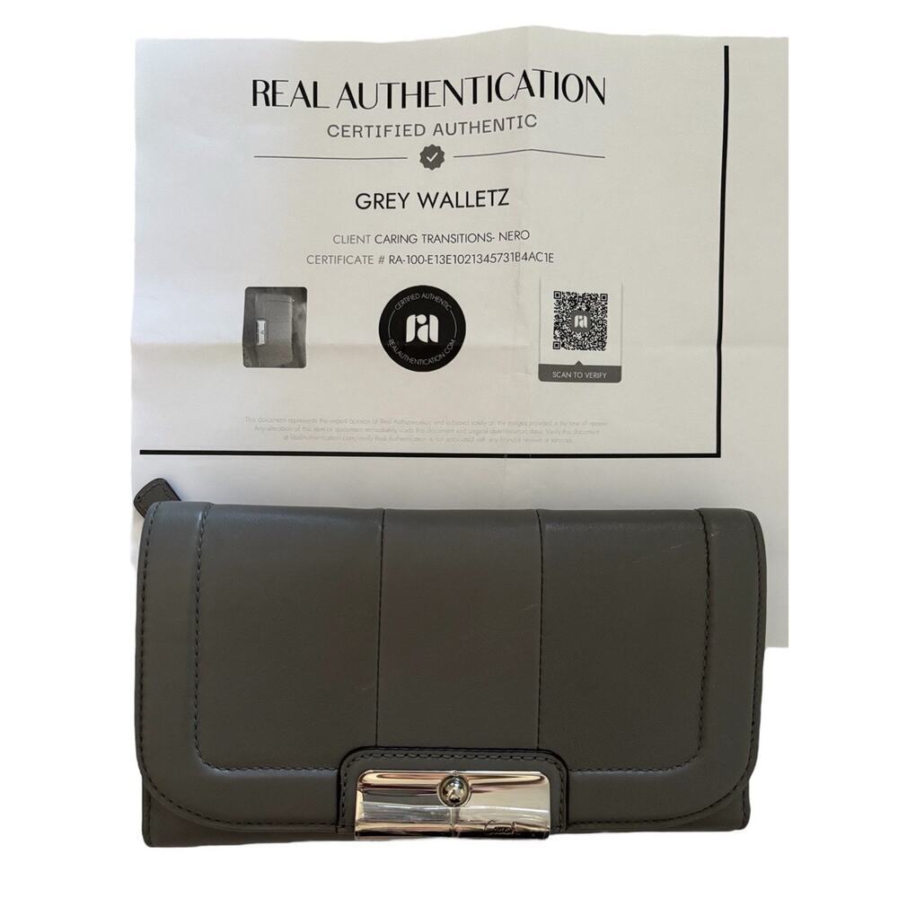 Coach 45125 Kristin Silver Gray Leather Envelope Clutch Wallet NWT MSRP $238
